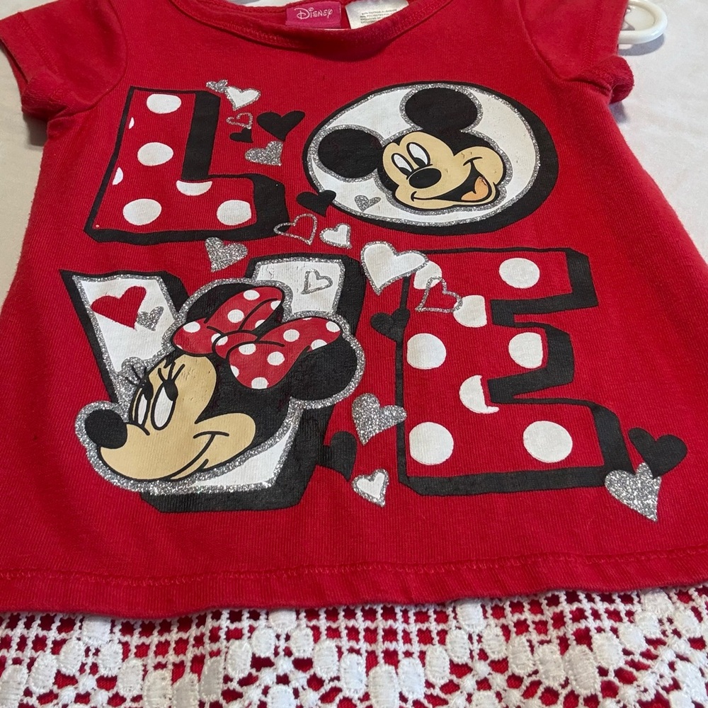 Disney Red Mickey and Minnie Kids Shirt